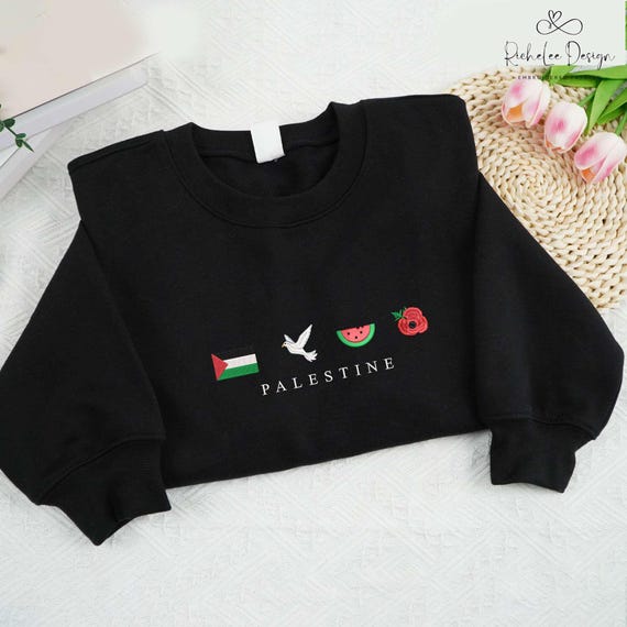 Embroidered Palestine Icon Sweatshirt, Palestine Destination Shirt, Home Pride Shirt, Palestine Gift, Travel Summer Shirt View 4