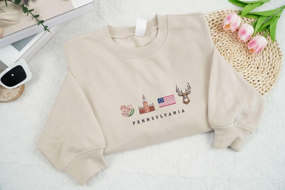 Embroidered Pennsylvania Sweatshirt, Pennsylvania State Shirt, Pennsylvania Destination Shirt, Pennsylvania Lover Gift, Travel Summer Shirt