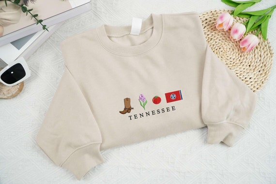 Embroidered Tennessee Icon Sweatshirt, Tennessee Souvenir Sweatshirt, Tennessee Destination Shirt, State Shirt, US State Gift