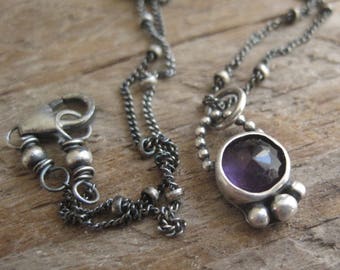 Boho Amethyst Necklace, Birthstone Necklace, Bohemian Necklace, February Birthstone, Purple Gemstone Necklace