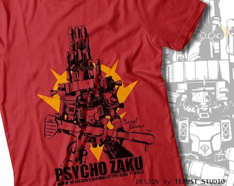 Psycho zaku tshirt Zaku Anime mobile suit Gundam Thunderbolt unisex tee