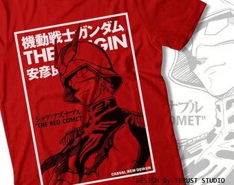 Camiseta de Anime Gundam con Char Aznable, camiseta Red Comet, arte de fan