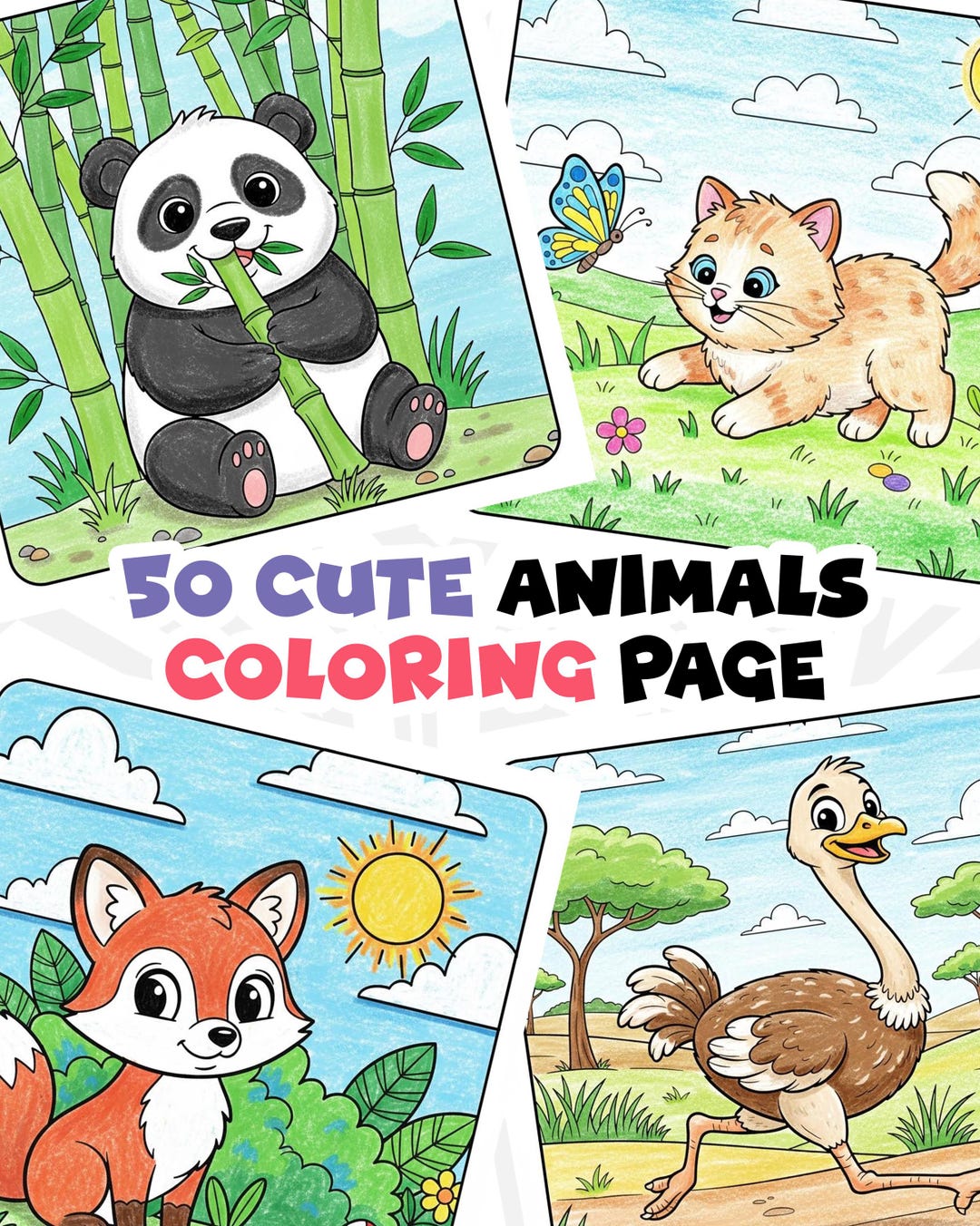 Animal Coloring Pages for Kids, Animals Printable Coloring Book