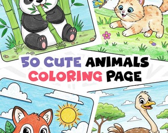 Animal Coloring Pages for kids, animals Printable Coloring Book Preschoolers Toddler Activity