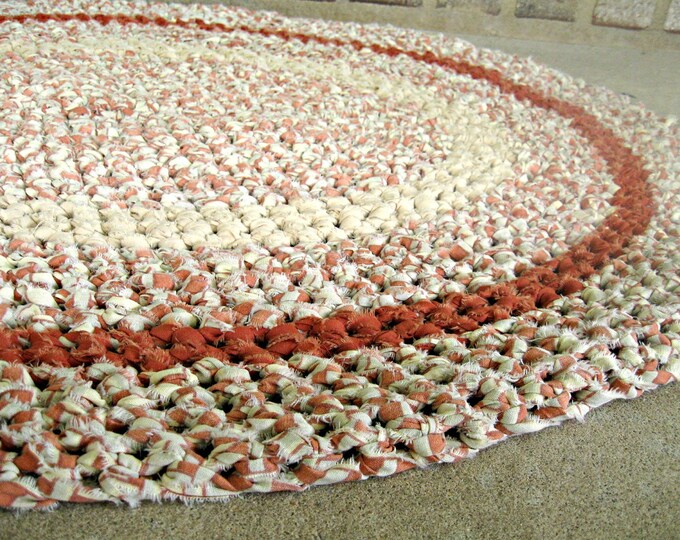 Recycled Rag Rug. Handmade Crochet Oval Rag Rug. Made With Vintge