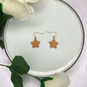 Gold Star Dangle Earrings: Polymer Clay Celestial Boho Jewelry