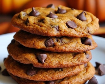Ricetta per biscotti alla zucca e gocce di cioccolato - Download digitale / Ricetta stampabile per dolci autunnali