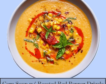 Favorite Corn Soup Recipe with Roasted Red Peppers - Download Printable