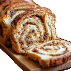 Pão de Passas com Canela e Fermento Natural Fácil | Cartão de Receita Digital | PDF para Imprimir para Assar