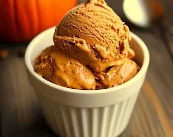 Ricetta del gelato al latte speziato alla zucca - Download digitale / Ricetta stampabile per dessert autunnale