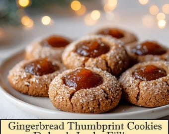 Gingerbread Thumbprint Cookie with Dulce De Leche, Download Baking Printable