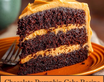 RICETTA per torta di zucca al cioccolato umida - Download digitale / Ricetta autunnale stampabile