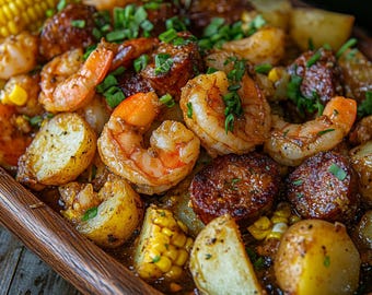 Quick Sheet Pan Shrimp Bake with Andouille Digital Recipe, Beautiful Printable Recipes for Easy Weeknight Dinner