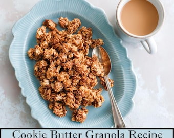 Recept muesli met koekjesboter, haver en noten, afdrukbare download