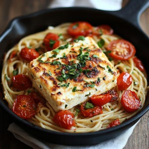 EASY Recipe for Baked Feta Pasta With Shrimp or Vegetarian Printable Download