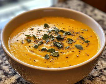 Ricetta della zuppa cremosa di zucca - Download digitale / Ricetta per cena stampabile