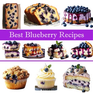 9 BEST RECIPES for Blueberry Lovers Digital Cookbook | 9 Printable Recipes | Instant Download