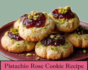 Pistazien-Rose Fingerabdruck-Plätzchen-Rezept, einfacher digitaler Download