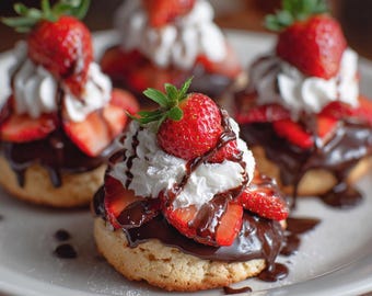 Chocolate Dipped Strawberry Shortcake Recipe, Dessert Printable