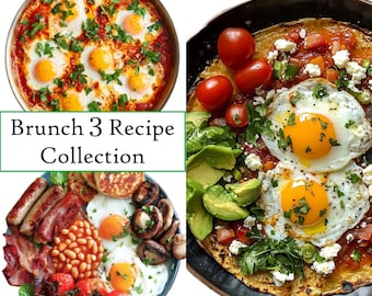 Pacote de Receitas para Brunch: Shakshuka, Huevos Rancheros, Café da Manhã Inglês, Download Digital | Receita para Imprimir
