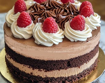 ラズベリーチョコレートムースケーキのレシピ - デジタルダウンロード | 印刷可能なベーキングレシピ