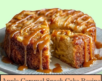 Caramel Apple Snack Cake Recipe, Printable Baking Download