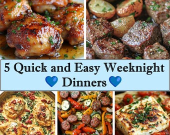 5 Quick Weeknight Dinner Recipe Bundle: Easy Printable Meal Ideas - Instant Download