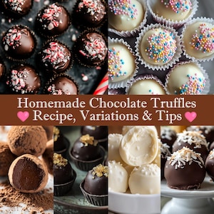Dark Chocolate Truffles Digital Recipes Download, Printable PDF - Easy Handmade Candy Recipe