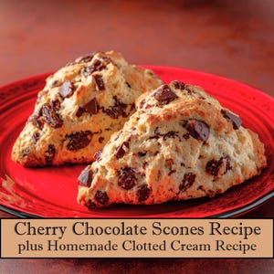 Recept met chocoladekers en amandelscones plus zelfgemaakte clotted cream - afdrukbare download