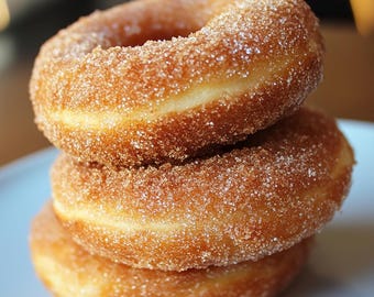 Ricetta per ciambelle al lievito di sidro di mele, ciambelle allo zucchero e cannella - Download immediato stampabile
