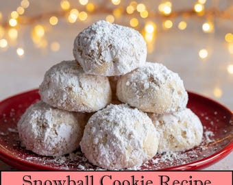 Christmas Snowball Cookie Recipe, Printable Download