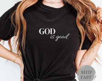 Comfort Colors® God Is Good Shirt, Minimalist Christian Faith Tee, Bible Verse Religious Shirt, Trendy Church Group Shirt, Christian Gift