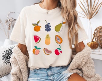 Fruit Graphic Shirt Colorful Fruit TShirt Summer Fruit Tee Tropical Fruit Lover Gift Comfort Colors Fruit T Shirt Aesthetic Unisex Tee