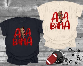 Alabama BAMA Leopard Lightning Bolt T-Shirt | Crimson Tide Game Day Tee