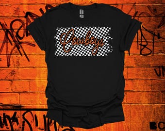 Retro Cowboys/ Zwart-wit geruit Cowboys shirt