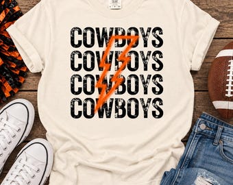Cowboys Game Day Shirt | Vintage distressed voetbalshirt | Oranje bliksem Cowboys shirt | Comfort Colors voetbalshirt