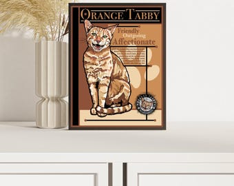 Orange getigerter Katzen Kunstdruck Verspieltes Haustier Wandbild