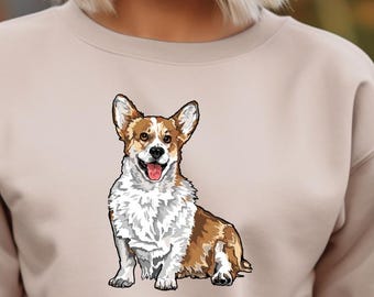 Corgi Illustration Sweatshirt | Dog Art Crewneck