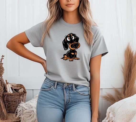 Cartoon Dachshund Tee | Puppy Illustration, Dog Lover Shirt