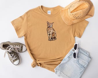 Orange Tabby Katzenliebhaber, Unisex aus schwerer Baumwolle T-Shirt, Geschenke für Katzenbesitzer