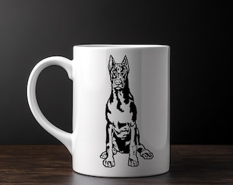 Doberman Graphic Mug 15oz | Dog Illustration