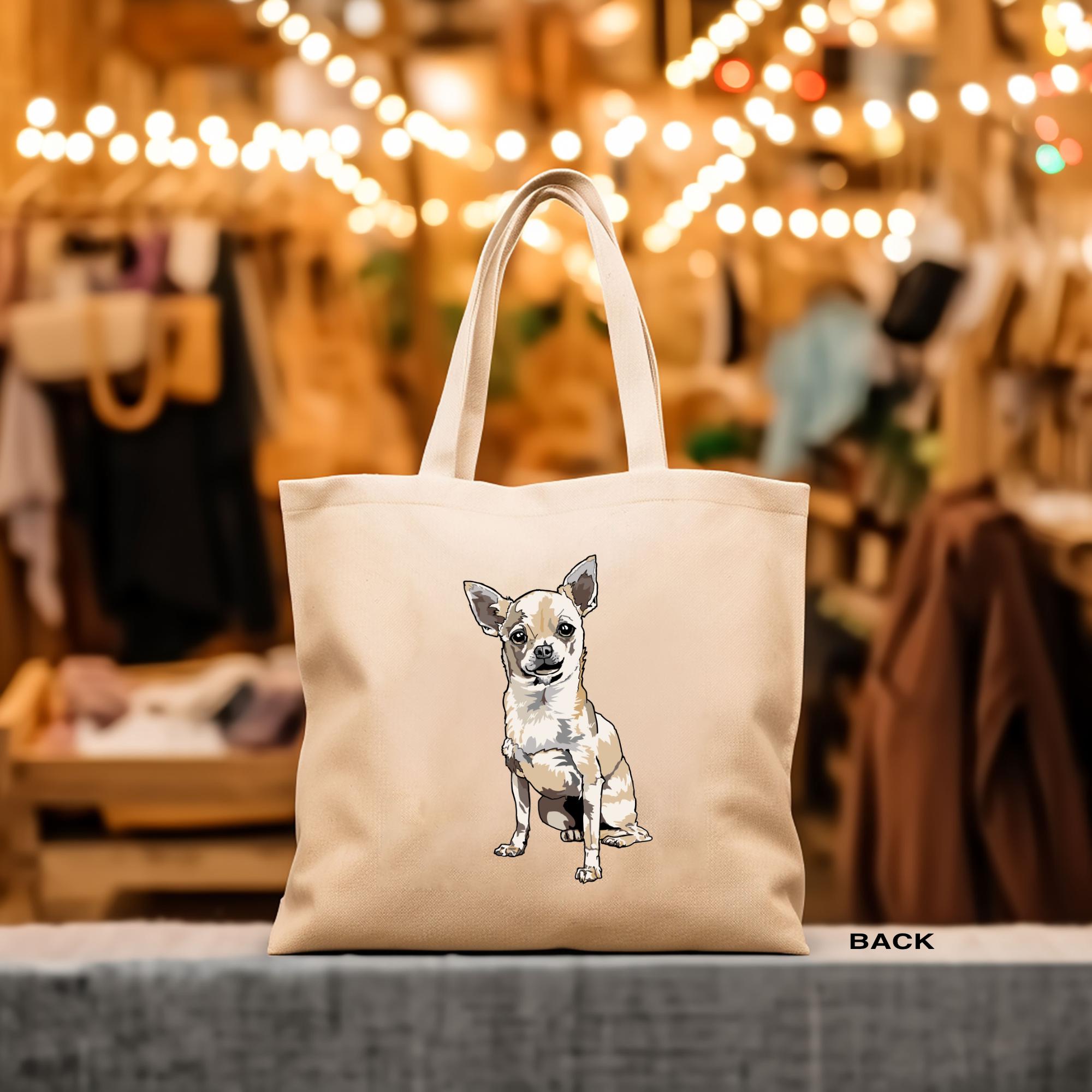 Chihuahua Mama Canvas Tote Bag - Dog Lover Gift For Women, Cute Dog Mom Tote For School, Work, Travel
