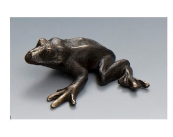 Solid Bronze Frog figurine - Item #706, amphibian sand cast