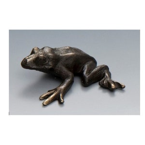 Solid Bronze Frog figurine - Item #706, amphibian sand cast bild 1
