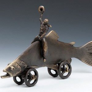 Trout Cowboy Item 822, Cast Bronze for Your Fisherman's Desk or Table image 4