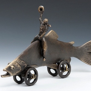 Trout Cowboy - Item #822, Cast Bronze for Your Fisherman's Desk or ...