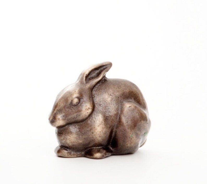 Seated Rabbit in Bronze small figurine sitting Etsy