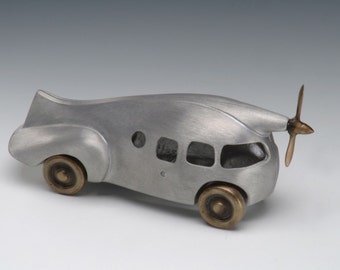 Aero Car - Item # 908, Aluminum and Bronze Retro Style with Wheels and Propeller