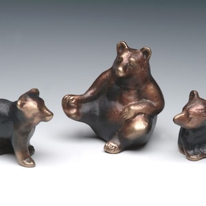 Mama Bear and Cubs Item 699, Cast Bronze Family of Bears, Small Grouping image 1