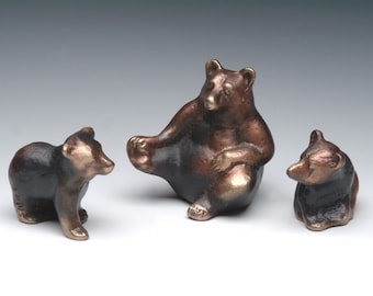 Mama Bear and Cubs - Item #699, Cast Bronze Family of Bears, Small Grouping